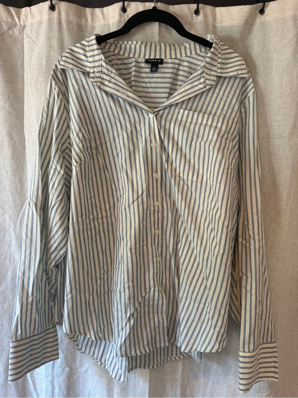 Torrid Women’s Blue and White Striped Button-Up Shirt